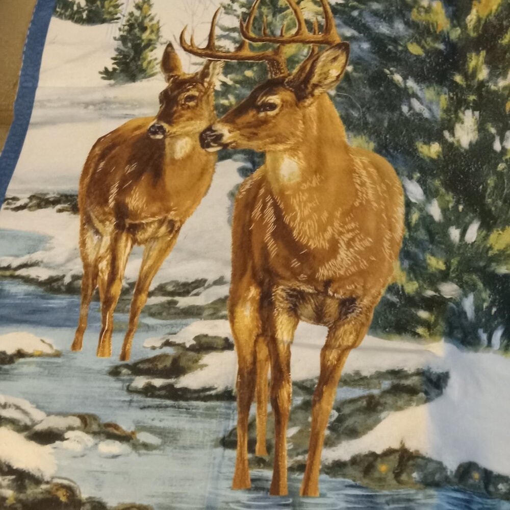 Winter Stillness Deer Fabric Panel to sew - Buy 3 get 1 FREE sew/kits/yarn